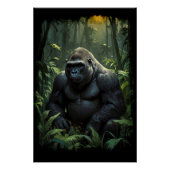 Poster Gorille du Silverback dans la jungle rwandaise (Devant)