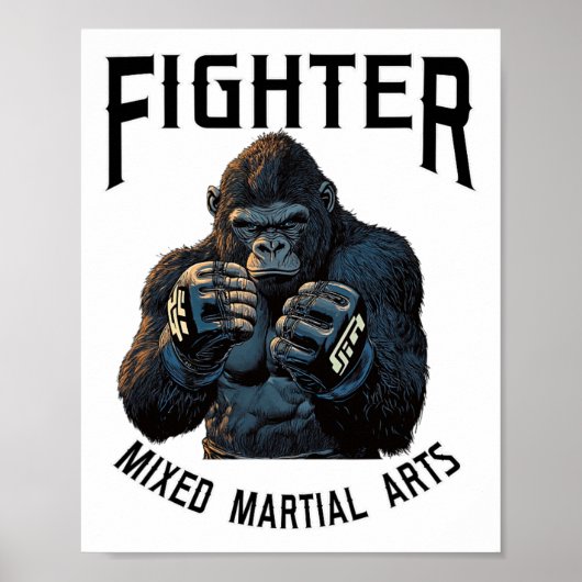 Poster Gorille Mma Fort - Boxe et combat en cage (Devant)