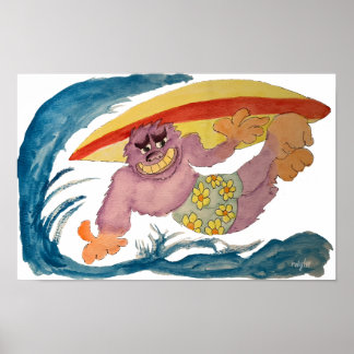 Poster Gorille Surfeur
