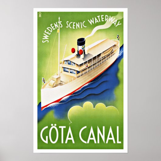 Poster Gota Canal Suède Vintage voyage de navire (Devant)