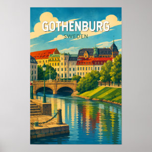 Poster Göteborg Suède Illustration Voyage Art Vintage