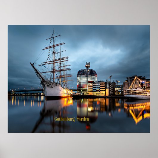 Poster Göteborg, Suède la nuit (Devant)