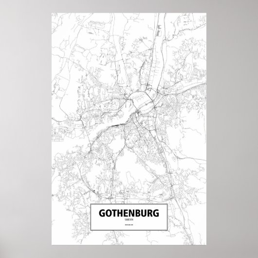 Poster Göteborg, Suède (noir sur blanc) (Devant)