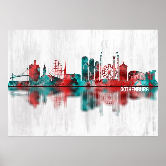 Poster Göteborg Suède Skyline (Devant)