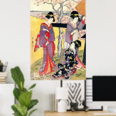 Poster Gotenyama Fleurs de cerisier Triptyque gauche 1805 (Bureau à domicile)