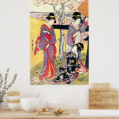 Poster Gotenyama Fleurs de cerisier Triptyque gauche 1805 (Cuisine)