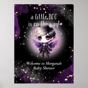 Poster Goth Baby shower Genre Neutre Violet Noir Corbeau