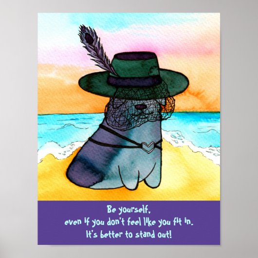 Poster Goth Beach Corgi "Sois toi-même" (Devant)