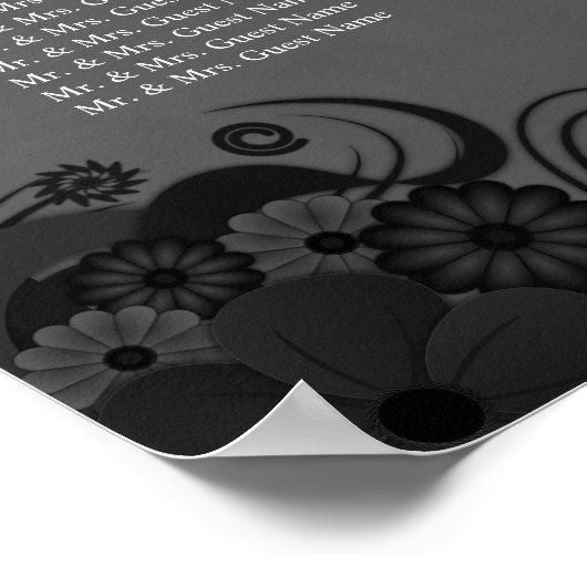 Poster Goth Black and Grey Mariage 15 Table Seating Chart (Coin)