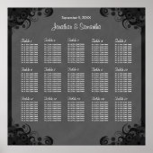 Poster Goth Black and Grey Mariage 15 Table Seating Chart (Devant)