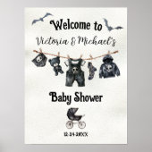 Poster Goth Halloween Clothesline Baby shower Bienvenue (Devant)