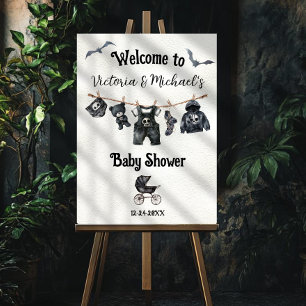 Poster Goth Halloween Clothesline Baby shower Bienvenue