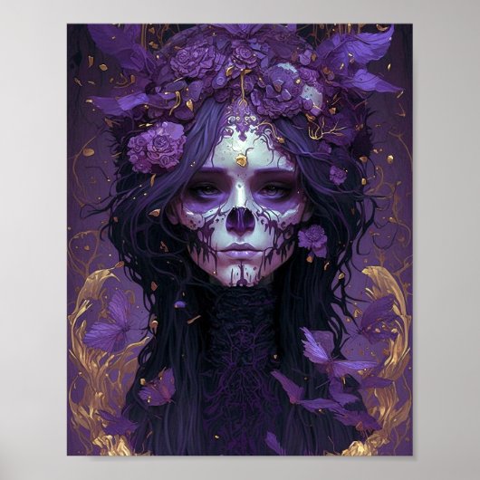 Poster Goth Skull Woman Dark Imaginaire Art (Devant)