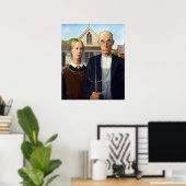 Poster Gothic américain de Grant Wood (Bureau à domicile)