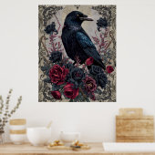 Poster Gothic Black Roses Art de Corbeau (Cuisine)