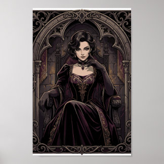 Poster Gothic Dark Queen Vampire Royalty Fantasy Portrait