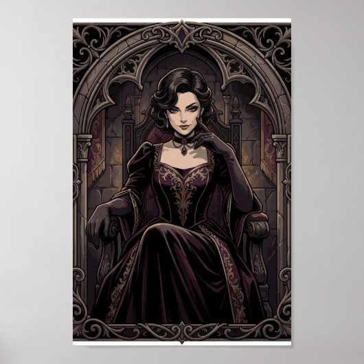 Poster Gothic Dark Queen Vampire Royalty Fantasy Portrait (Devant)