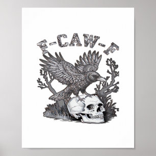 Poster Gothic drôle F-Caw-F Humour Corbeau Essentiel Rétr