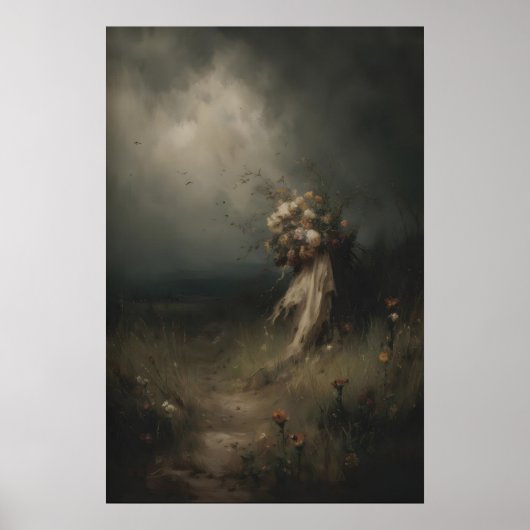 Poster Gothic Floral Art With Wilted Bouquet, Dark (Devant)