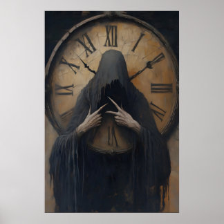 Poster Gothic Grim Reaper Clock Art Printable Dark