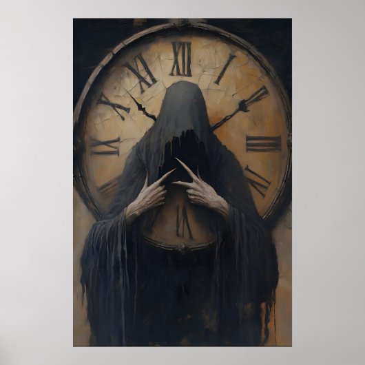 Poster Gothic Grim Reaper Clock Art Printable Dark (Devant)