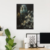 Poster Gothic Lilies Flowers Candlelight Castle Art, Dark (Bureau à domicile)