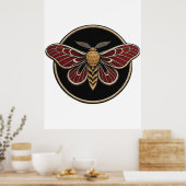 Poster Gothic Moth Emblem Dark Botanical Art (Cuisine)