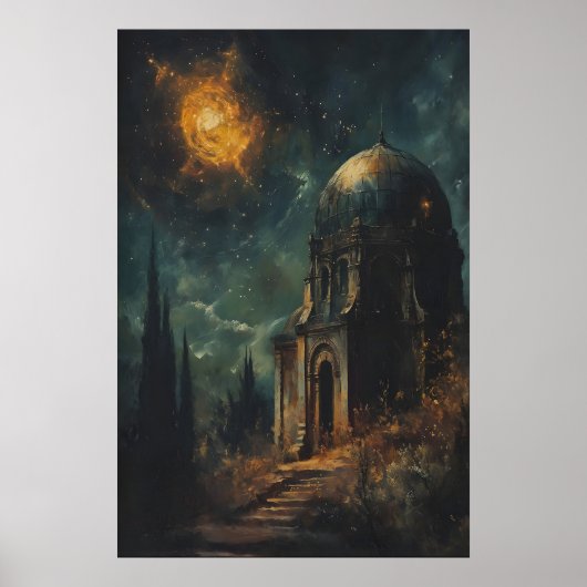 Poster Gothic Observatory Space Printable Dark Fantasy (Devant)