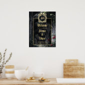 Poster Gothic Ruins Wedding Black And Gold Welcome Sign (Cuisine)