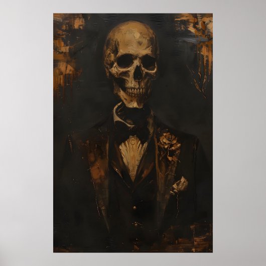 Poster Gothic Skeleton in Tuxedo Art Printable Victorian (Devant)