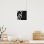 Poster Gothic Skull Head Black And White Cool (Cuisine)