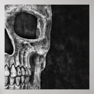 Poster Gothic Skull Head Black And White Cool