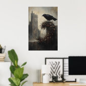 Poster Gothic Winter Raven Crow Xmas Wreath Art (Bureau à domicile)