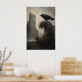 Poster Gothic Winter Raven Crow Xmas Wreath Art (Cuisine)
