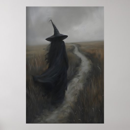 Poster Gothic Witch Rustic Landscape Art Printable, Dark (Devant)