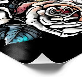 Poster Gothique : Crâne & Rose. artwork AI (Coin)