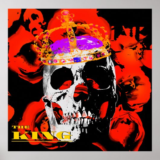 Poster Gothique Crâne Roses rouges (Devant)