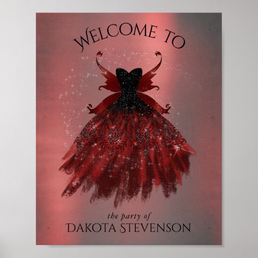 Poster Gothique Fairy Crimson Gown | Fer rouge profond ra (Devant)