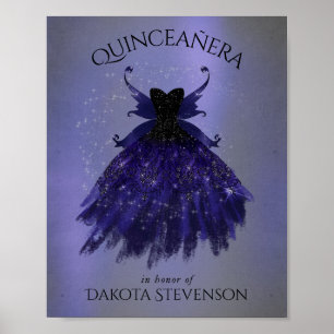 Poster Gothique Fairy Indigo Gown   Foncé Royal Purple Sh