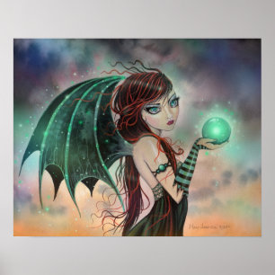 Poster Gothique Fairy Vampire Green Gem Imaginaire Art