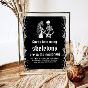 Poster Gothique Halloween Devinez Combien De Skeletons Je