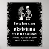 Poster Gothique Halloween Devinez Combien De Skeletons Je (Devant)