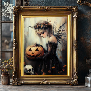 Poster Gothique Halloween Fée et Citrouille  sombre Imagi