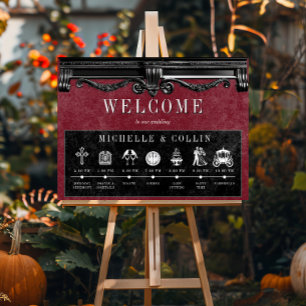 Poster Gothique noir & vin Ordre des événements Mariage