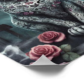Poster Gothique "Rose dame", Jour des Morts, Chat blanc (Coin)