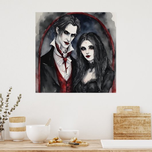 Poster Gothique Vampire Couple (Cuisine)