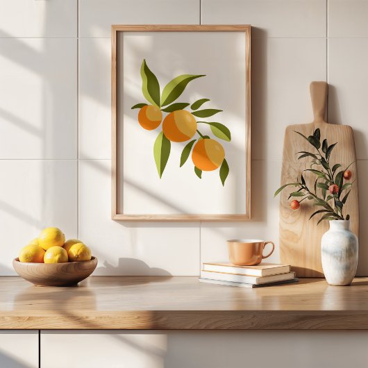 Poster Gouache Orange Peint À La Main Moderne