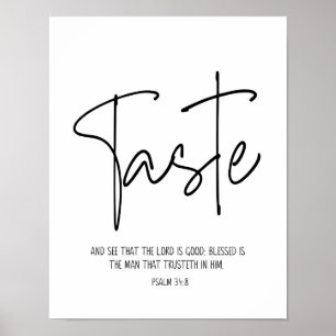 Poster Goûter Et Voir, Psaume 34:8, Écriture, Moderne
