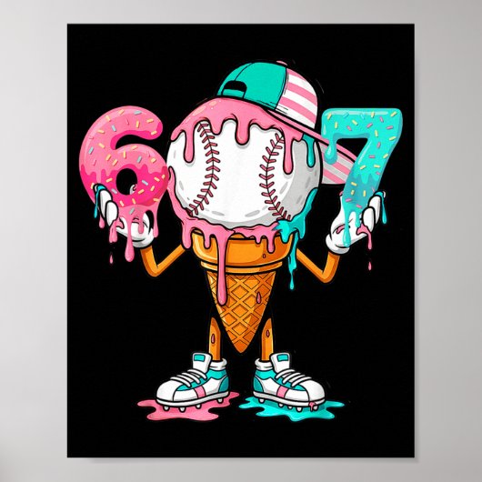 Poster Goutte de baseball numéro 67 joueur ou 67e anniver (Devant)