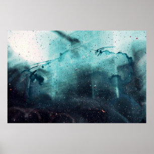 Poster gouttelettes d'eau sur vitre
